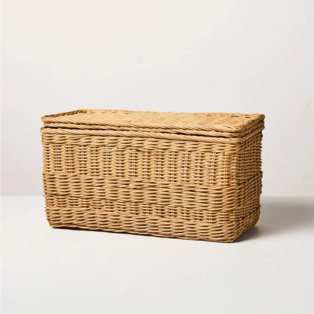 Medium Rattan Storage Basket with Lid - Hearth & Hand with Magnolia